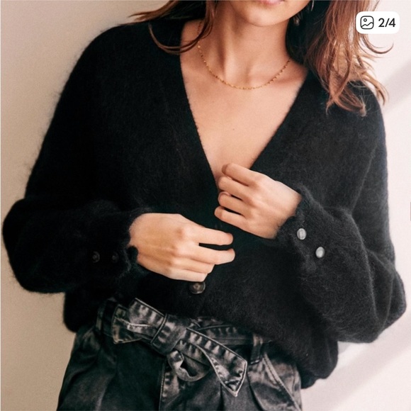 Sézane RARE Mia jumper cardigan in black medium - Picture 7 of 17